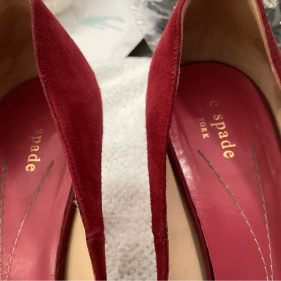 Kate Spade NY Georgia Ruby Red Suede Peep Toe Heels Size 7.5 B - Picture 4 of 10